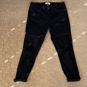 PAIGE Black Distressed Skinny Jeans